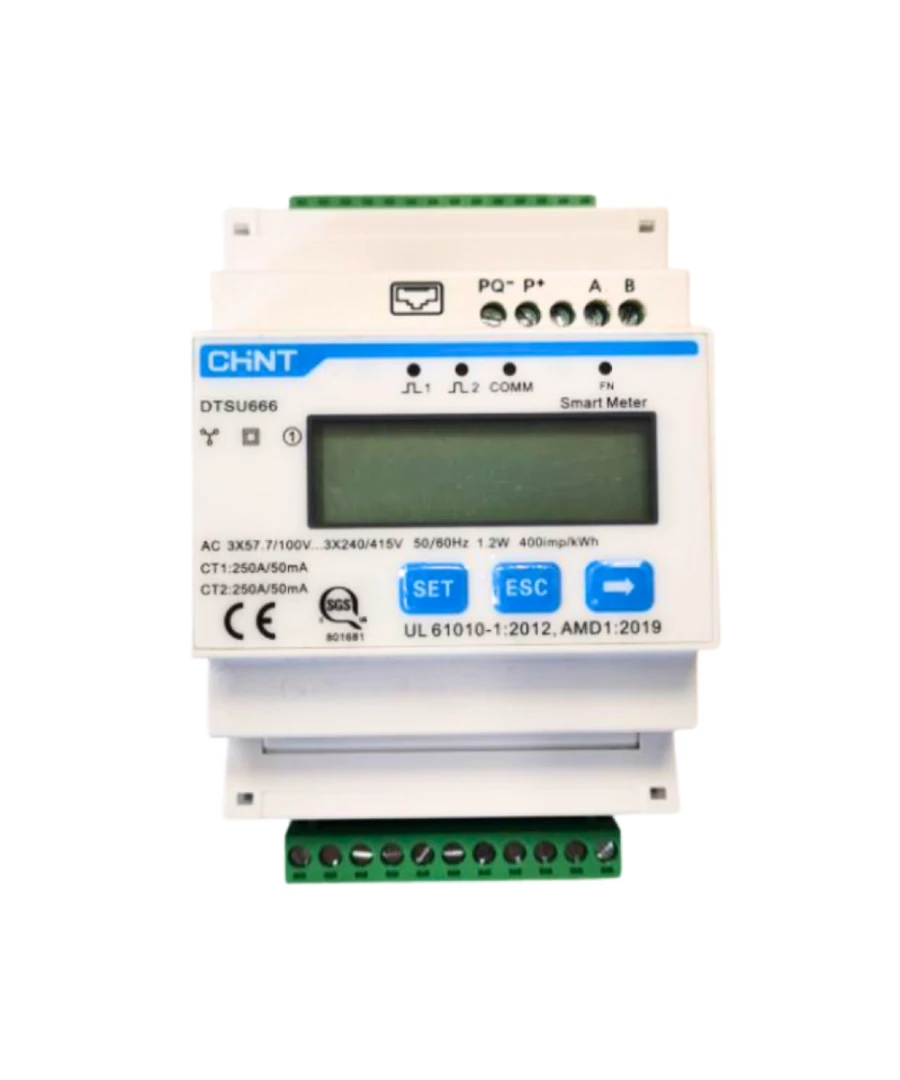 Smart Meter Chint DTSU-666 UL61010 -1 2012, AMD1:2019 3P 240V Medición Indirecta hasta 12kW - Vista principal
