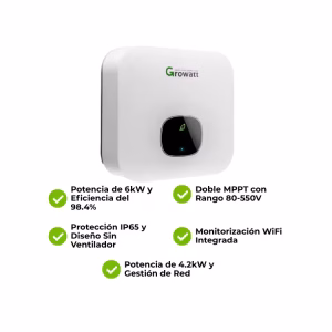 Inversor Red Bifásico 6kW Growatt MIN 6000TL-X - Imagen 4