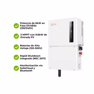Inversor Híbrido Fase Dividida Alto Voltaje 6kW 48V Solis S6-EH1P6K-H-US - Imagen 5